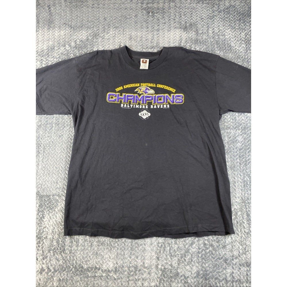 VTG 2000 Baltimore Ravens Super Bowl Champs‎ XXXV Black T-Shirt Size 2XL